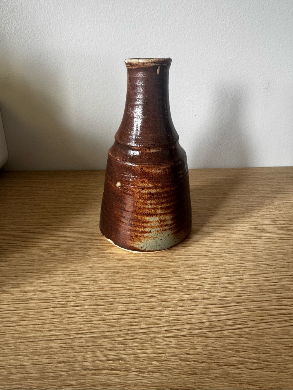 Handmade Rustic Brown Glazed Stoneware Bud Vase